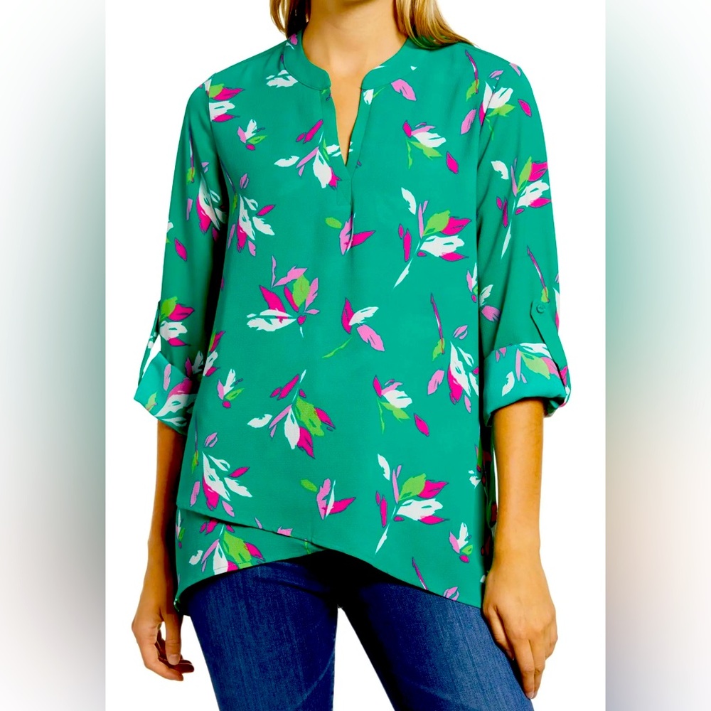 Gibson Floral Green Women's Top